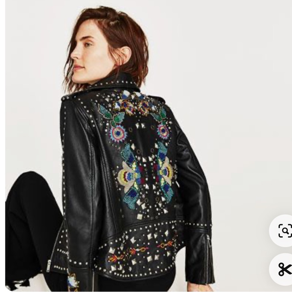 New without tag studded leather Zara jacket size m